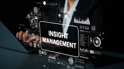 Business Professional Engaging in Data Analysis and Insight Management with Digital Interface Graphics. Asymptotic smart data analytic.