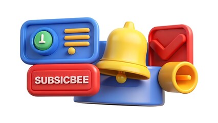 3d rendered icons for subscription and notification features