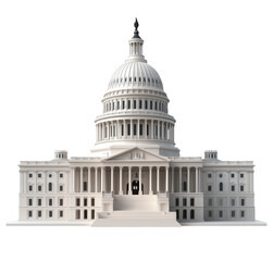 Fototapeta premium The united states capitol building rendered in detailed architectural representation isolated on transparent
