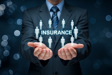 Professional Insurance Expert Holding Protected People Network Showing Comprehensive Coverage