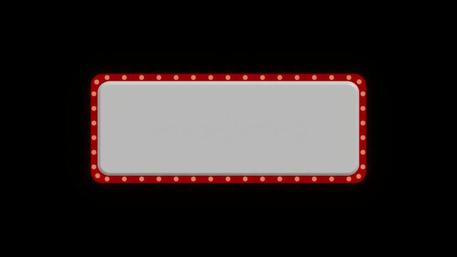 light bulb frame animation. Red marquee light board sign retro