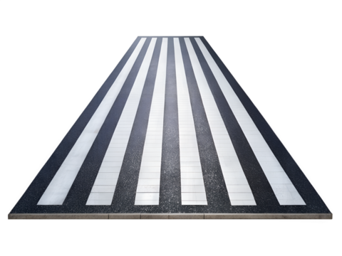 A zebrastriped crosswalk stretches across a street providing a safe passage for pedestrians in an urban environment isolated on transparent background