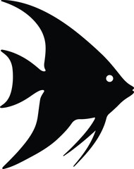 Obraz premium Silhouette angelfish tropical fish marine animal vector illustration