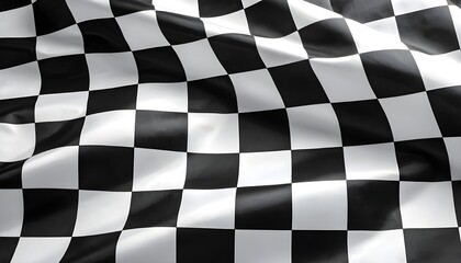 Black-and-white checkered racing flag rippling in motion—capturing the classic symbol of speed, triumph, and motorsport culture