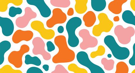 Colorful organic blob shapes pattern isolated on transparent background