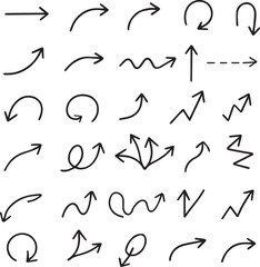 Minimalist Line Arrow Icons – Vector Arrows in Various Styles for UI, Diagrams, and Infographics on White Background