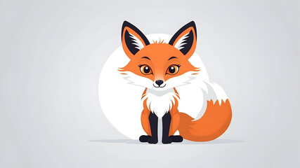 Obraz premium Cute cartoon fox, orange fox illustration, white background, cartoon animal