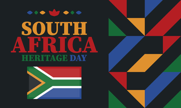 South Africa Heritage Day. Happy holiday. Celebrate culture and traditions of nation. South African flag. Poster with illustration. Pattern design. Vector - Powered by Adobe