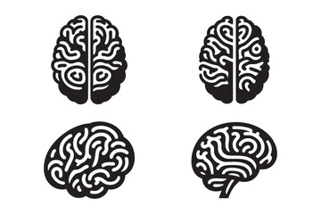 Brain Icon Vector – Human Mind Silhouette Symbol