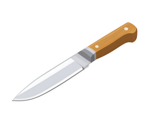 Fototapeta premium Silver Kitchen Knife with Wooden Handle on Transparent Background