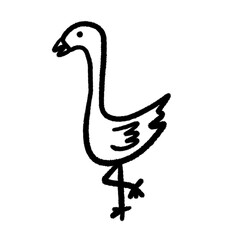 beautiful swan png outline cute cartoon handwrite design clipart kids handwritten doodle element