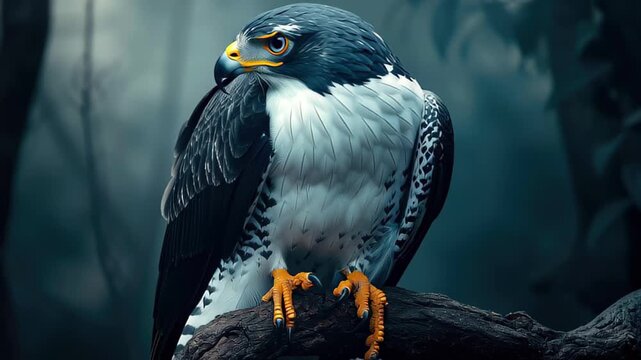 Augur Buzzard perches on branch in Nakuru National Park during serene dawn light, An Augur Buzzard rests on a branch in the nakuru game reserve in Kenya