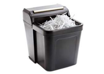  a compact black paper shredder with its container isolated  on white background PNG, AI GENERATED