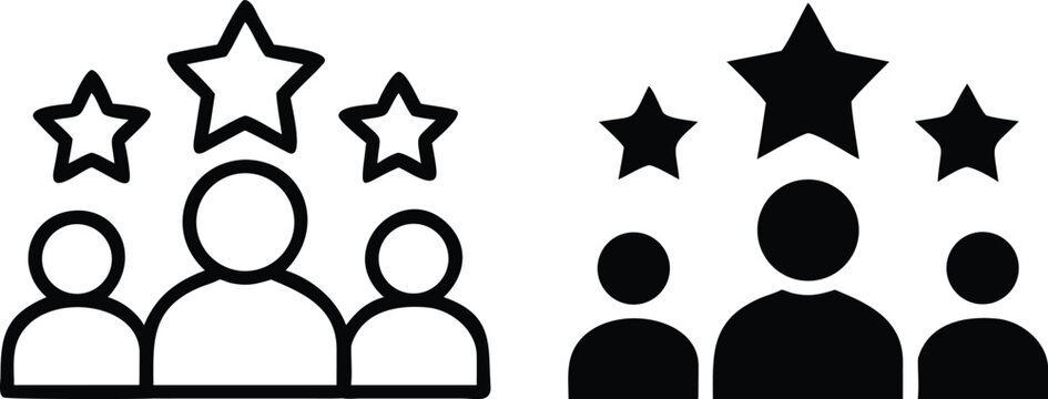 Team Member Rating Icons with Stars for Performance and Evaluation