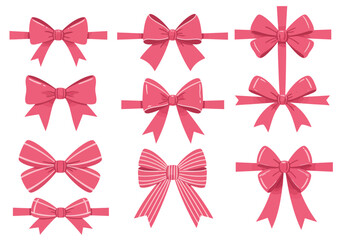 Collection of Delicate Pink Ribbon Bows Perfect for Gift Wrapping and Crafting Projects for Special Occasions and Celebrations