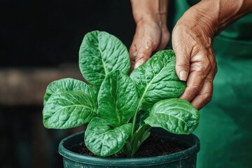 Elderly woman nurtures her blossoming balcony garden in a sunlit urban retreat