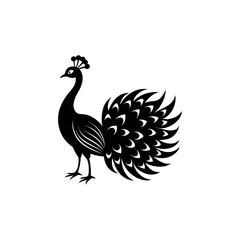 Fototapeta premium A peacock Bird's silhouette art vector illustration.