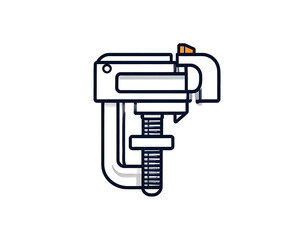 White Metal Clamp Illustration on Transparent Background