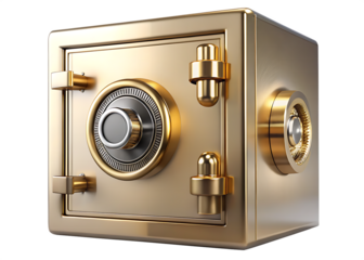 a detailed rendering of a sturdy metal safe feature isolated  on white background PNG, AI GENERATED