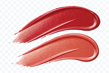 realistic 3d smooth glossy lipstick or paint swatch smear smudge in different color style isolated on white background	