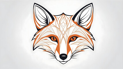 Obraz premium Geometric Fox Head, Orange and White Illustration, Tribal Animal Design, Vector Artwork