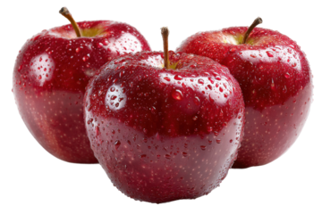 Fresh red apples market stall food photography natural light. Isolated on transparent background, png.