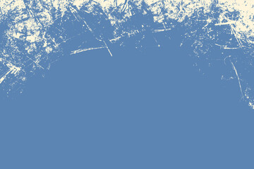 Monochrome grunge background. Distress weathered rough overlay texture with scratch lines. Grunge frame design with white paint spots. Winter texture 