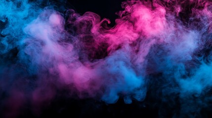 Obraz premium Artistic abstract photo of vibrant swirling smoke in bright shades of pink and blue against black backdrop