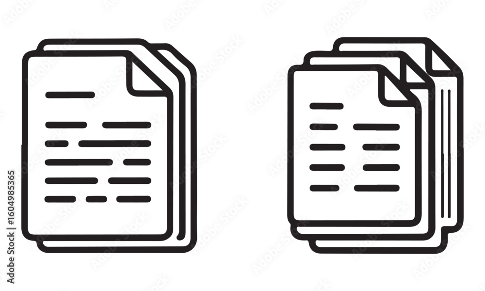Fototapete document icons. paper symbol with single and multiple page.