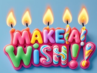 Colorful Birthday Candles Make a Wish.