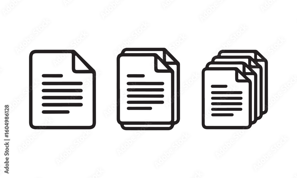 Fototapete document icons. paper symbol with single and multiple page.