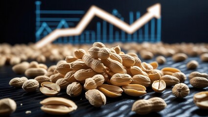 Market growth of peanut products business analytics chart visualization indoor close-up economic trends