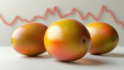 Market trends analysis of mangoes agricultural sector infographic indoor setting close-up fruit economy insights