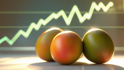 Market growth of organic fruits business analysis food sector indoor setting close-up view economic trends