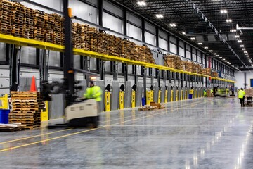 Inside of warehouse loading docks 