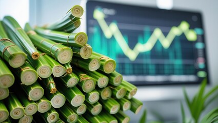 Harvesting sugar cane for sustainable business growth in agriculture urban environment macro photography economic insights
