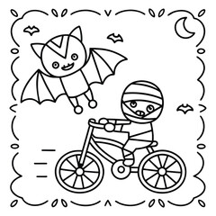 Spooky Buddies – Cute Halloween Coloring Pages with Bold Line Art | Halloween Coloring Page | Print