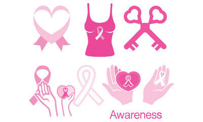 Awareness Ribbon Icons & Support Symbols: Cancer, Charity, and Cause Vector Collection