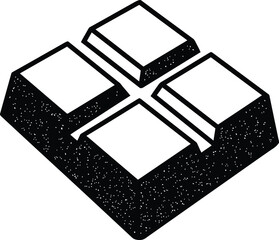 Geometric Precision: A sleek, monochrome graphic of a four-part, elevated structure, emphasizing the interplay of light and shadow to create a sense of form and depth.