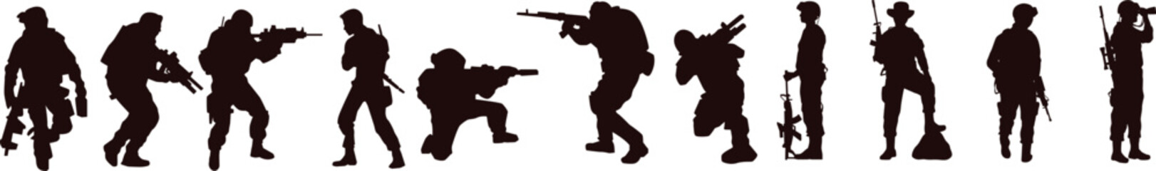 silhouette of military man set 