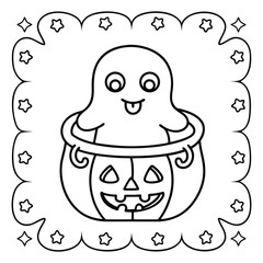 Spooky Buddies – Cute Halloween Coloring Pages with Bold Line Art | Halloween Coloring Page | Print