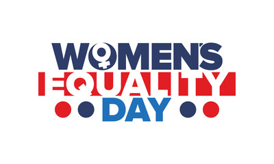 Fototapeta premium Women's Equality Day in United States. Female holiday, celebrated annually in August 26. Women right history month. Feminism concept. Poster, greeting card, banner and background. Vector illustration