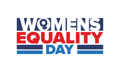 Women's Equality Day in United States. Female holiday, celebrated annually in August 26. Women right history month. Feminism concept. Poster, greeting card, banner and background. Vector illustration