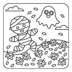 Spooky Buddies – Cute Halloween Coloring Pages with Bold Line Art | Halloween Coloring Page | Print