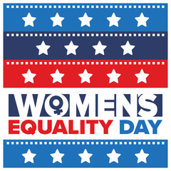 Women's Equality Day in United States. Female holiday, celebrated annually in August 26. Women right history month. Feminism concept. Poster, greeting card, banner and background. Vector illustration