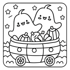 Spooky Buddies – Cute Halloween Coloring Pages with Bold Line Art | Halloween Coloring Page | Print