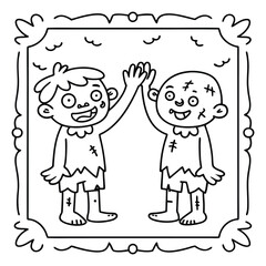 Spooky Buddies – Cute Halloween Coloring Pages with Bold Line Art | Halloween Coloring Page | Print