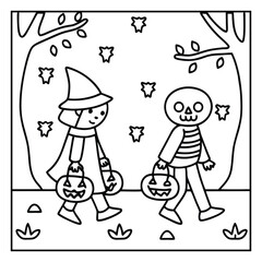 Spooky Buddies – Cute Halloween Coloring Pages with Bold Line Art | Halloween Coloring Page | Print