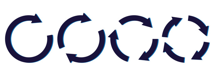 Circle arrows icon set. different circular arrows on Transparent Background different thickness. Recycle icon set, refresh, repeat, Vector illustration. Stock image. design. EPS 10.
