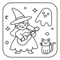 Spooky Buddies – Cute Halloween Coloring Pages with Bold Line Art | Halloween Coloring Page | Print